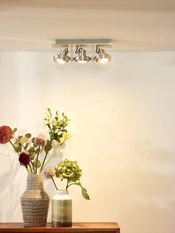 Lucide LANDA - Plafondspot - LED Dim to warm - GU10 - 3x5W 2200K/3000K - Mat chroom - sfeer 1